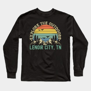 Lenoir City, Tennessee - Explore The Outdoors - Lenoir City, TN Colorful Vintage Sunset Long Sleeve T-Shirt